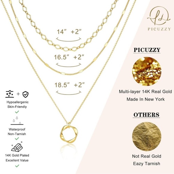 Layered Gold Necklaces for Women, Stackable Dainty *NEW* - Picture 3 of 7